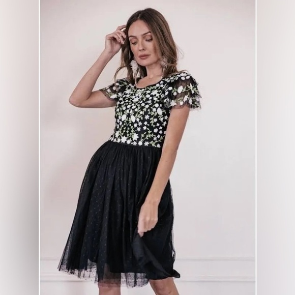 Jessakae Tulle Embroidered Clara Knee Length Dress - Picture 1 of 13